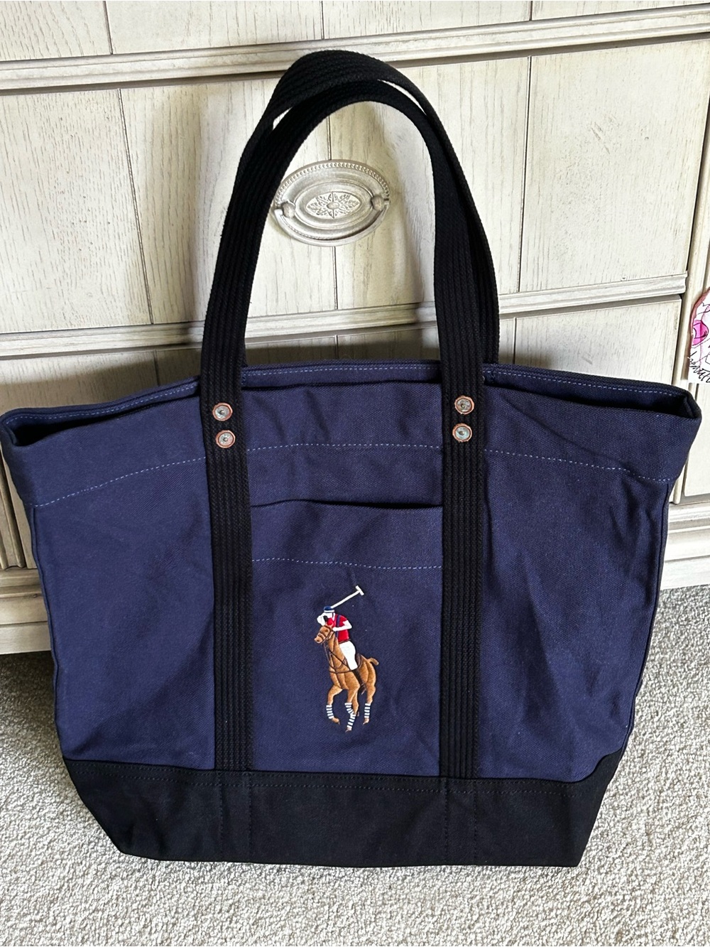 Polo Ralph Lauren Canvas Big Pony Horse Tote Boat Bag Large Size